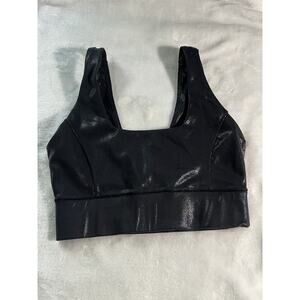 IVL Collective Power Sports Bra Black Faux Leather Look Size 4 Small S